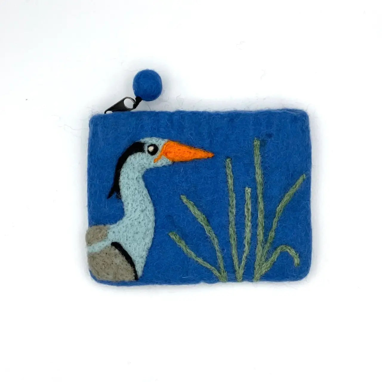 Women Of The Cloud Forest Felt Coin Purse - Heron